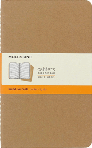 MOLESKINE - CAHIER JOURNAL CUADERNO DE NOTAS, SET DE 3 CUADERNOS CON PÁGINAS, TAPA DE CARTÓN Y COSIDO DE ALGODÓN VISIBLE, COLOR MARRÒN KRAFT