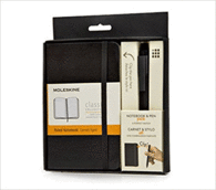 MOLESKINE CLASSIC NOTEBOOK AND PEN PACK (HARD COVER, POCKET, RULED NOTEBOOK AND FINE 0.5 MM PEN, BLACK)
